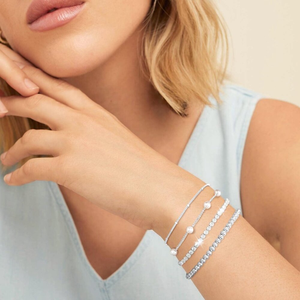 Pearl Silver Gold 4 Pcs Bracelets Stack Dainty Je… - image 3